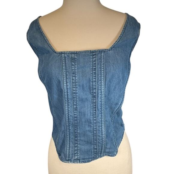 Lane Bryant Size 22 Denim Cropped Corset Tank Top Zip Back Stretch NWT Stretch - Picture 1 of 10